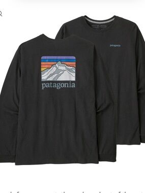 Patagonia Long-Sleeved Line Logo Ridge Responsibili-Tee Black Outdoor-L Regular